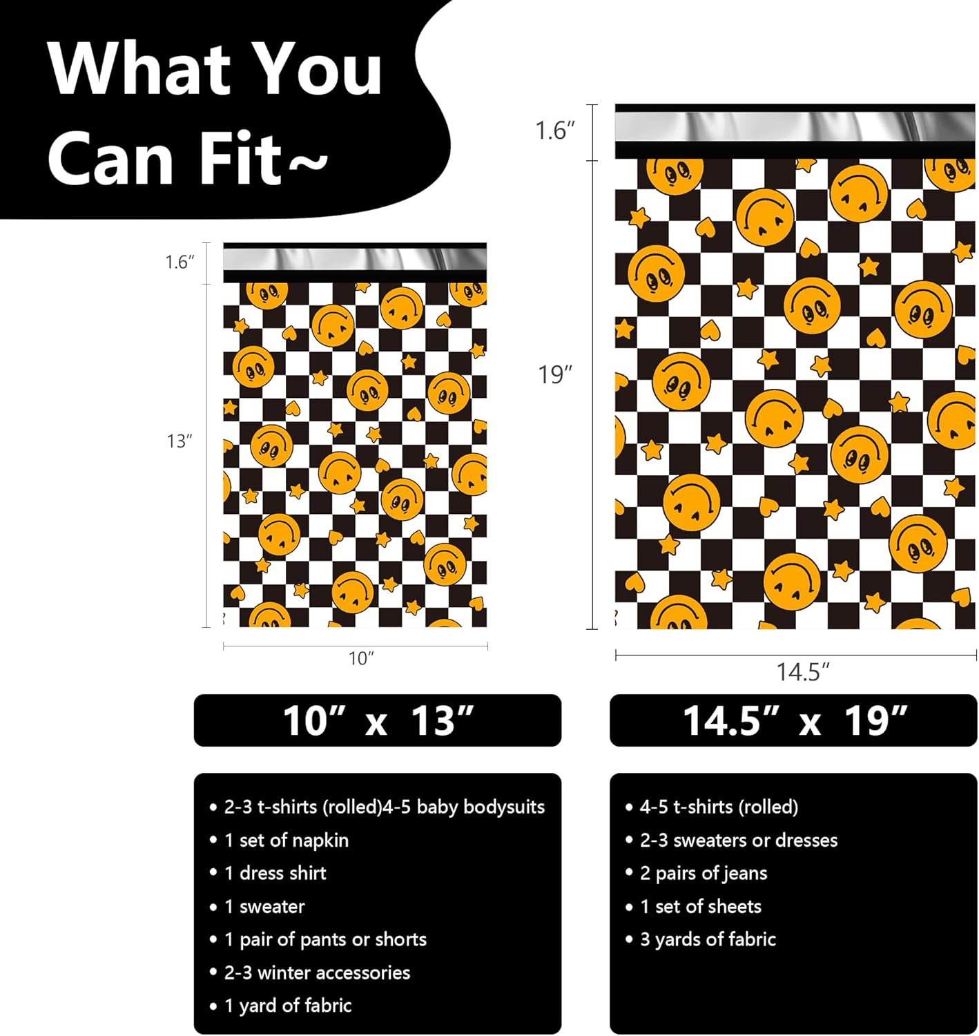 Smiles Checkerboard Poly Mailers