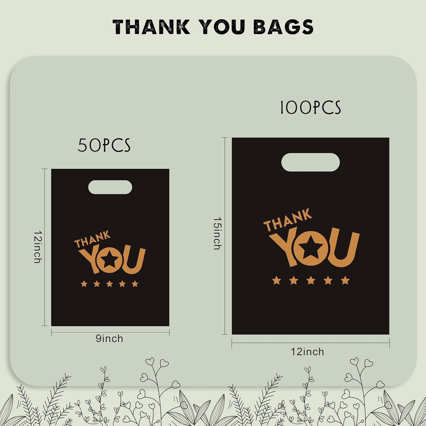 9x12'' Thank You Shopping Bags (50pcs)