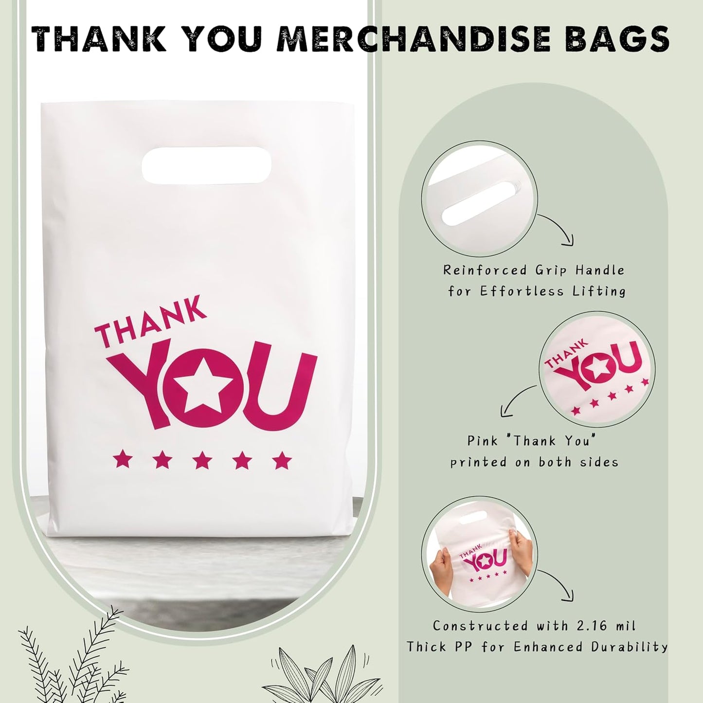 12x15'' Thank You Shopping Bags (100pcs)