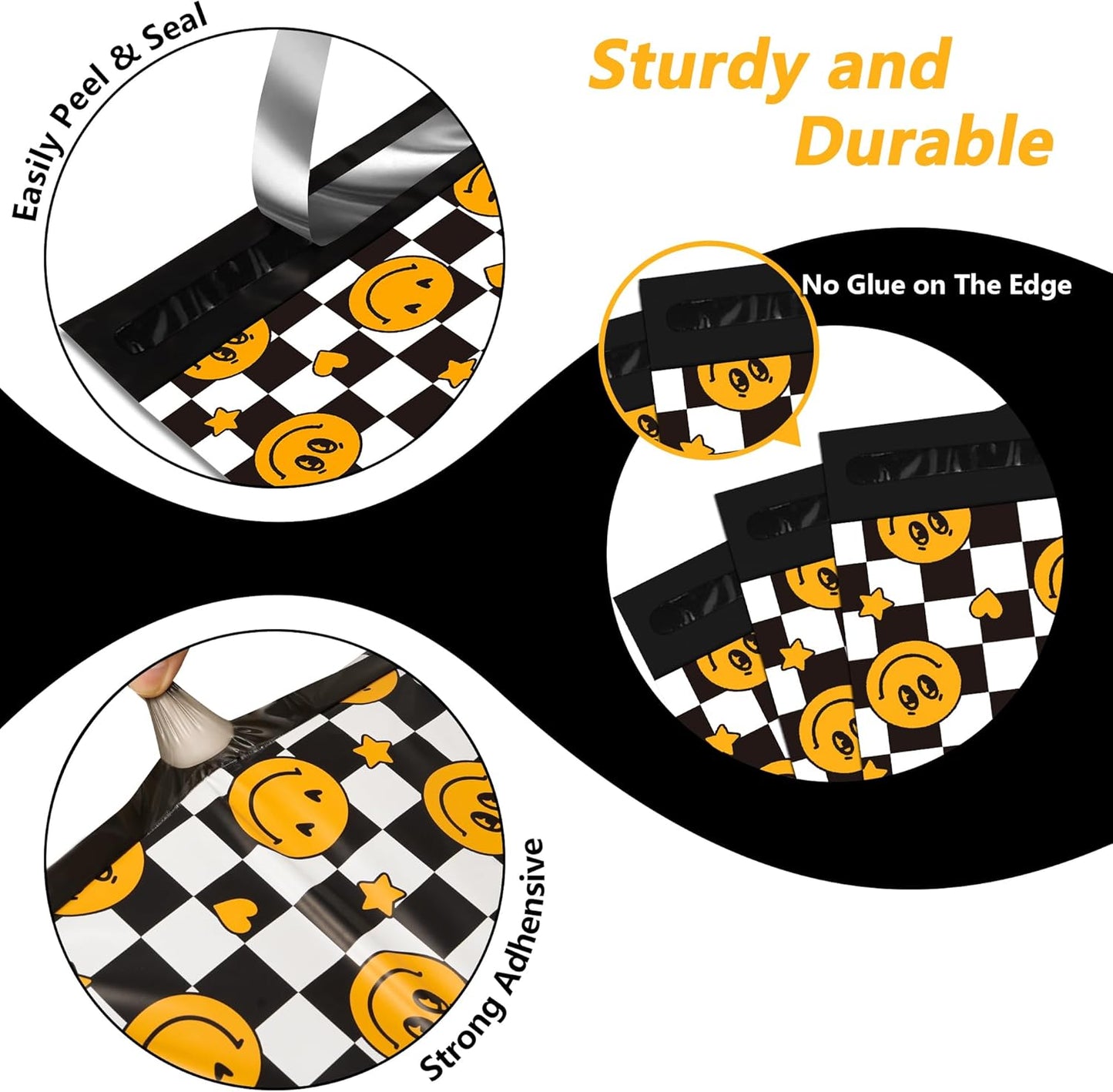 Smiles Checkerboard Poly Mailers