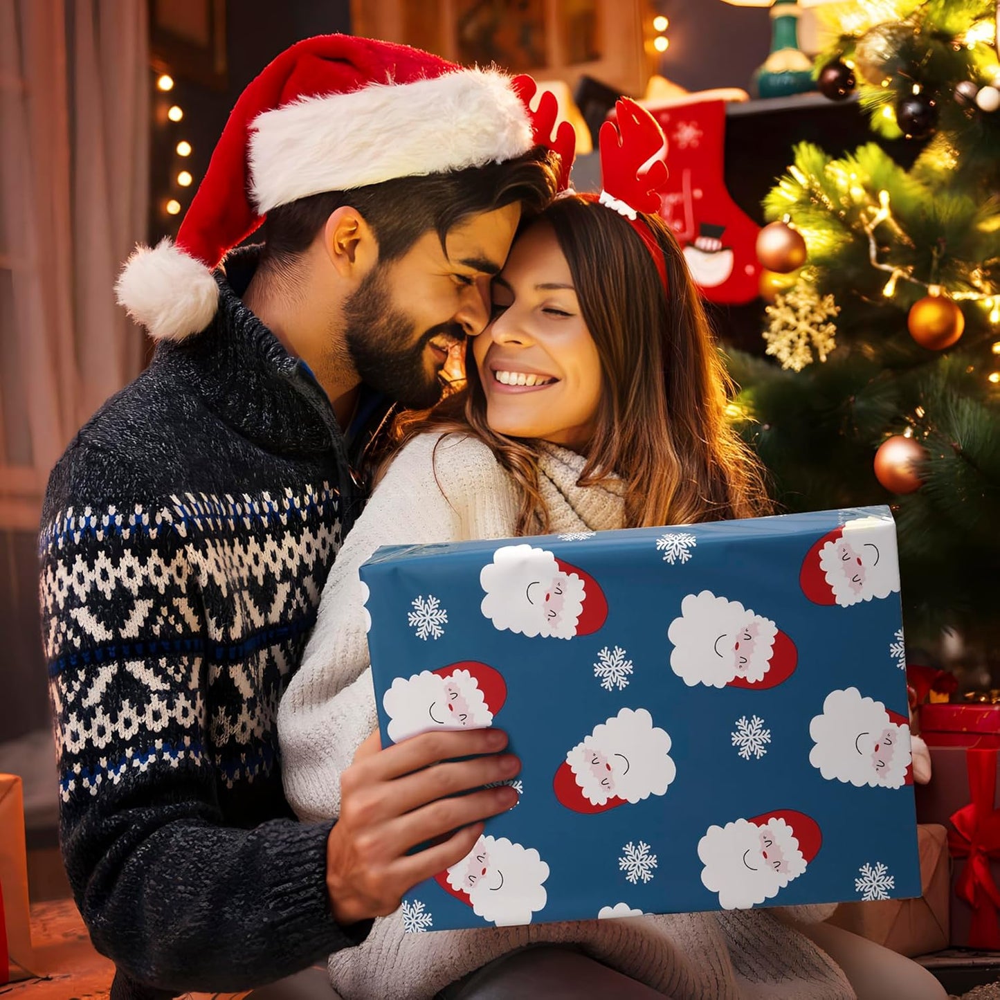 Santa Claus and Snowflakes Poly Mailers