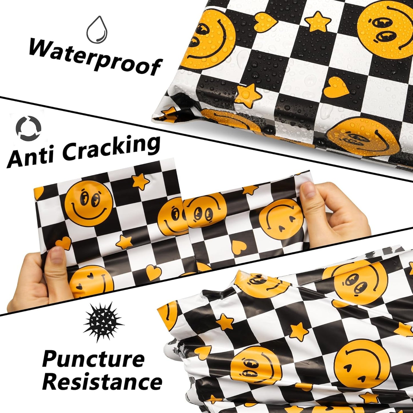 Smiles Checkerboard Poly Mailers