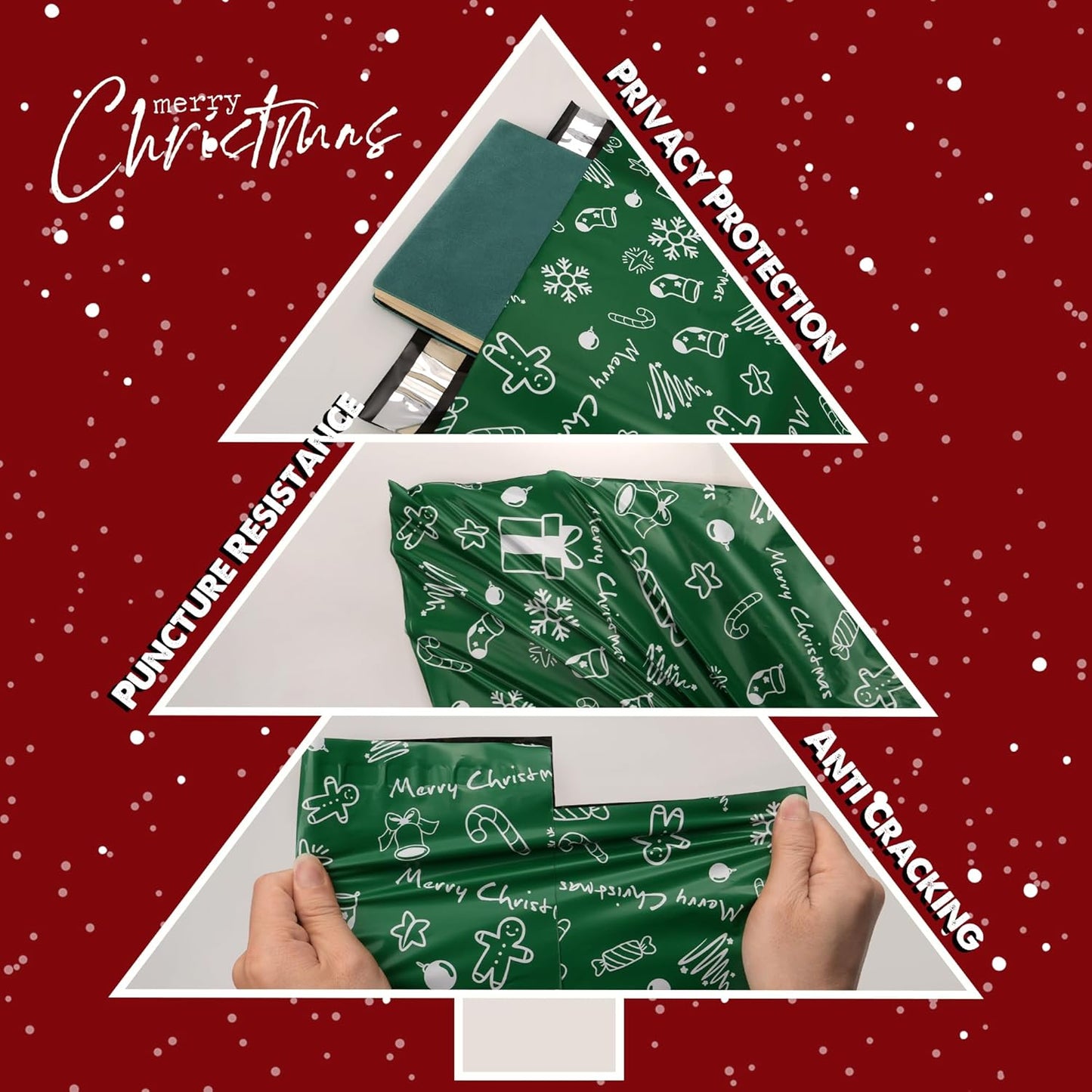 Green Merry Christmas Poly Mailers