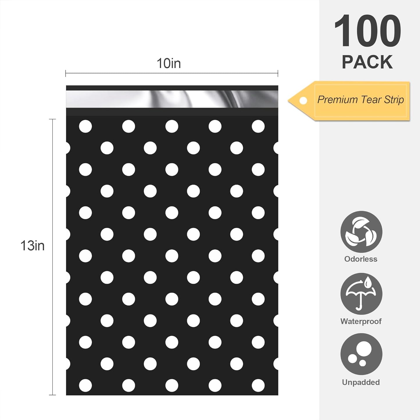 White Polka Dots Poly Mailers