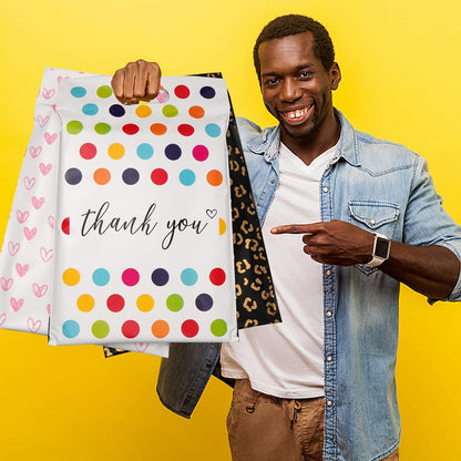 White Polka Dot Poly Mailers with Handle