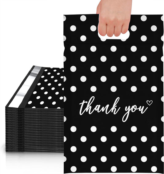 White Polka Dot Poly Mailers with Handle