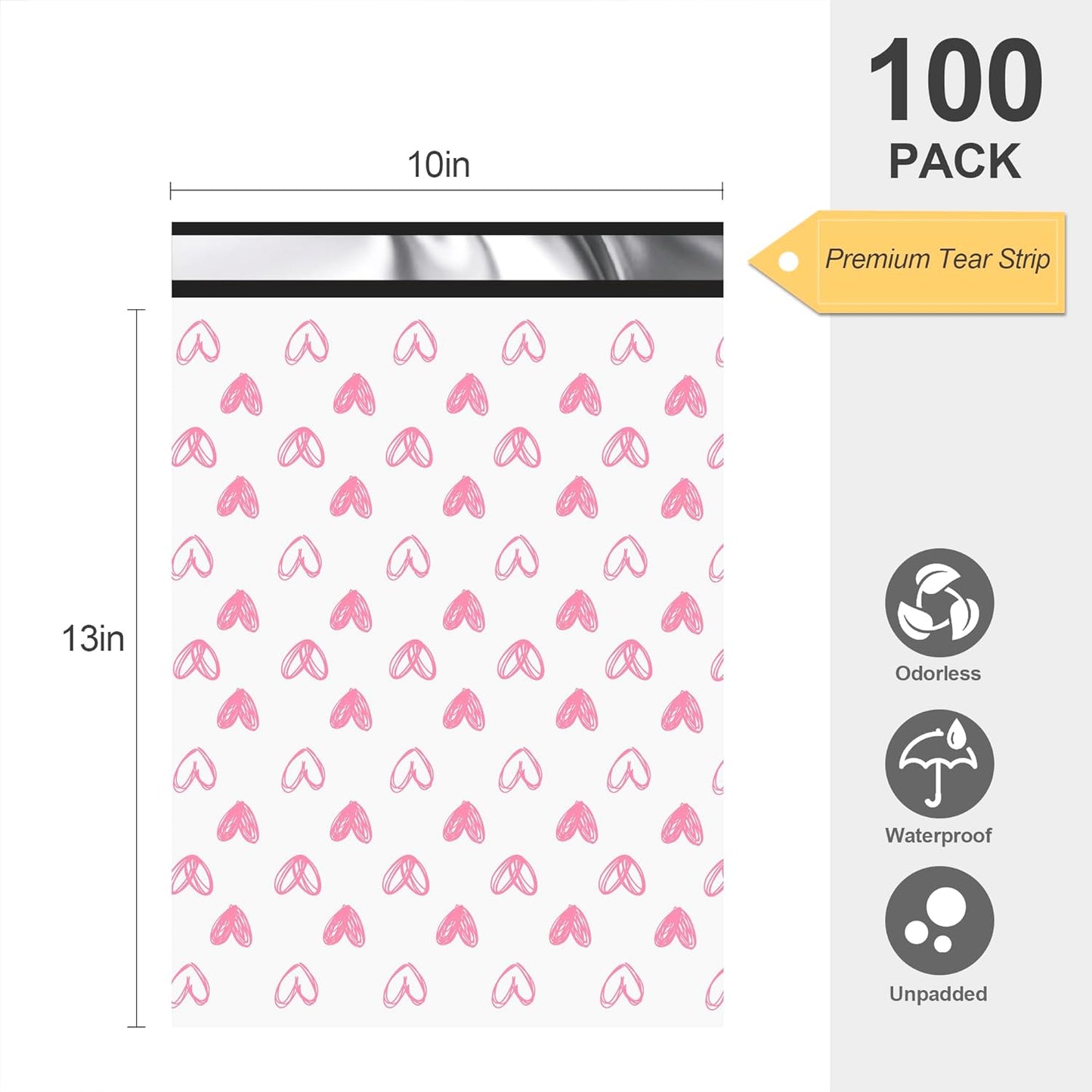 Pink Heart Poly Mailers