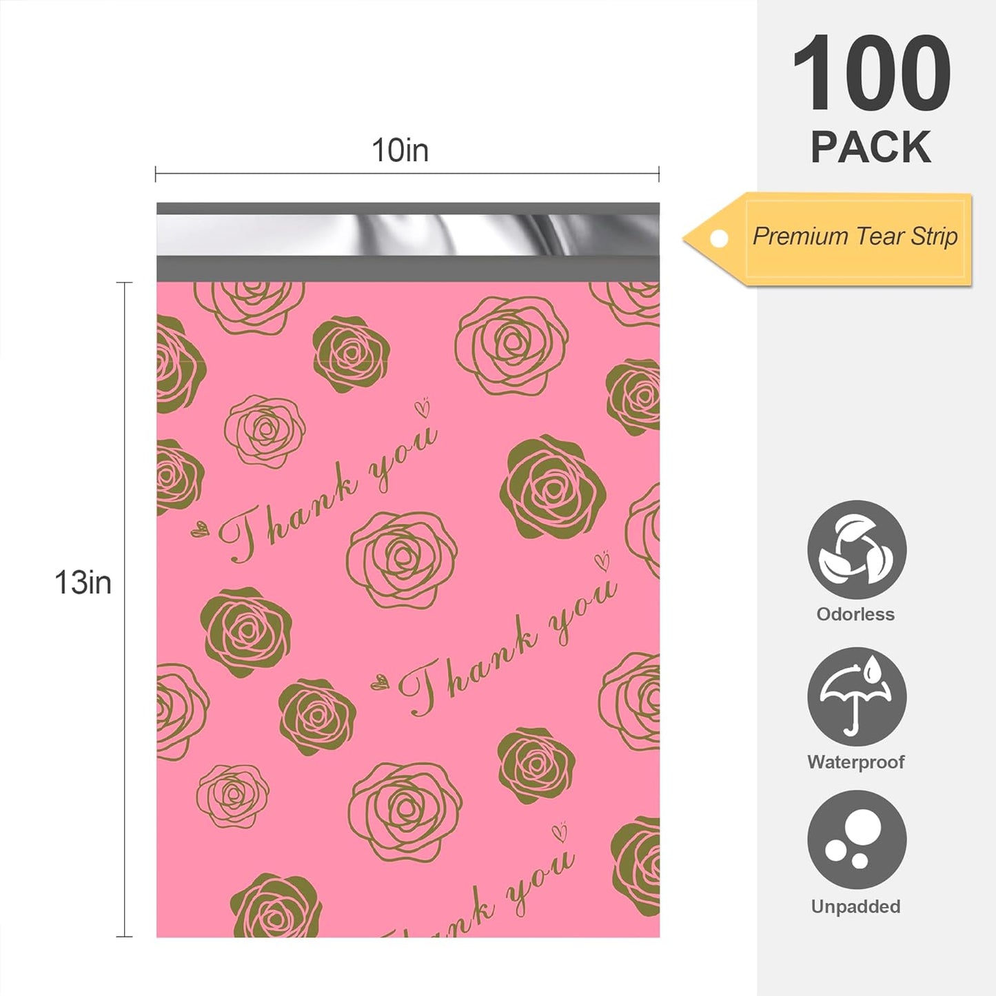 Pink Gold Rose Poly Mailers