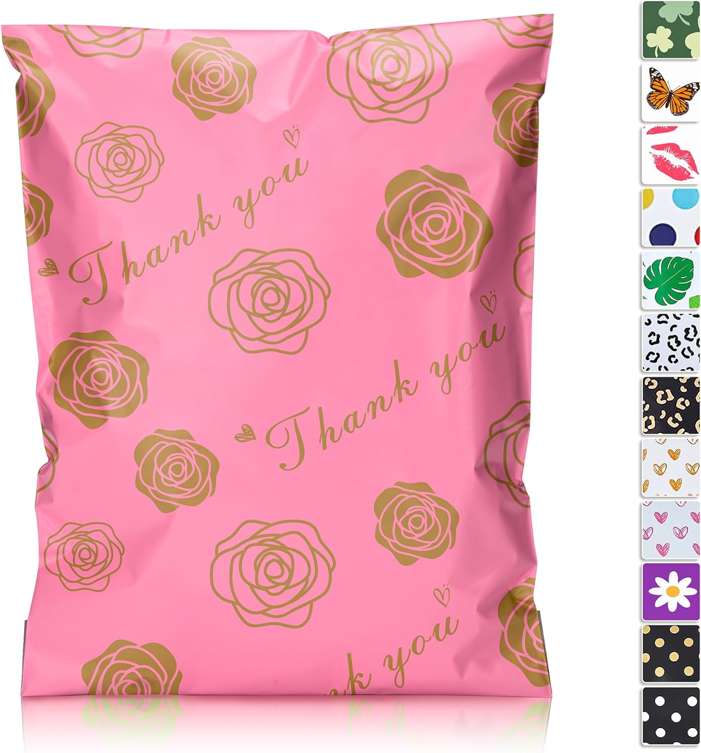 Pink Gold Rose Poly Mailers