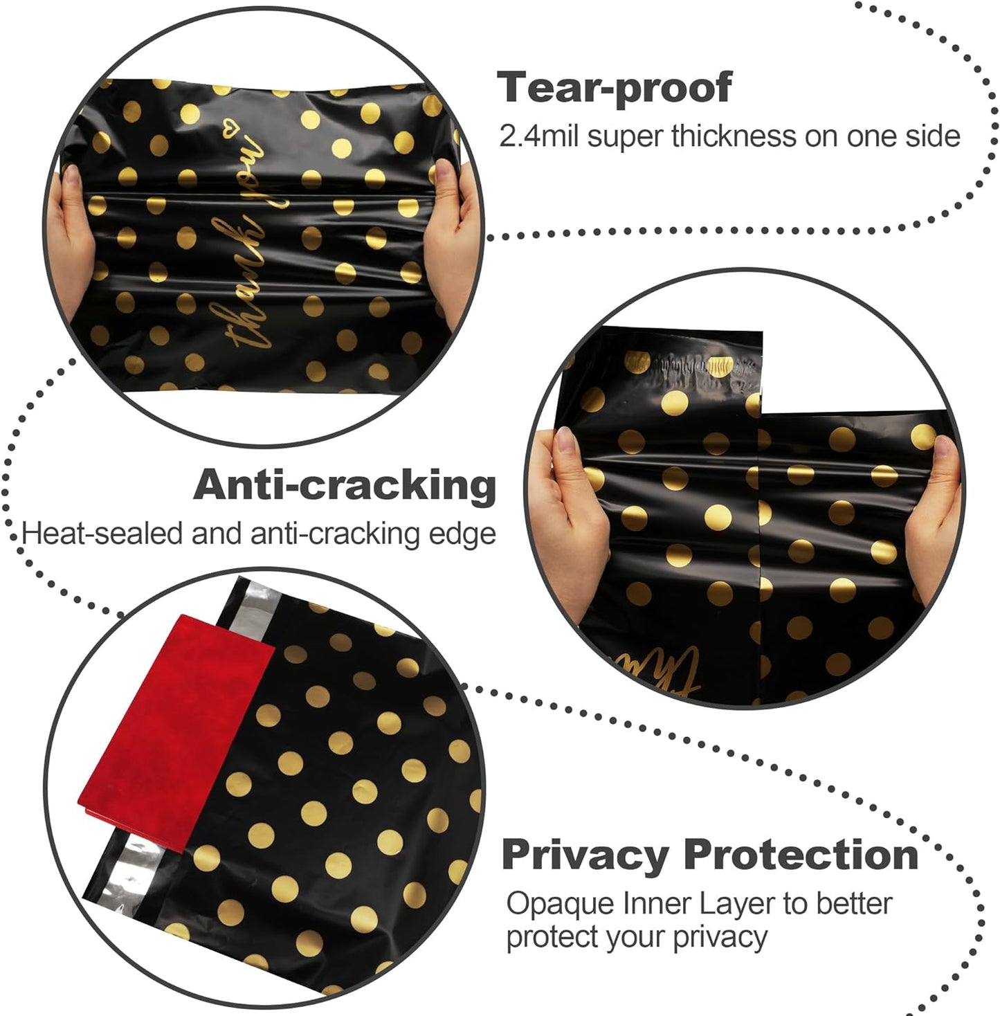 Gold Polka Dots Poly Mailers