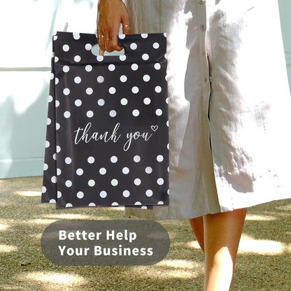 White Polka Dot Poly Mailers with Handle