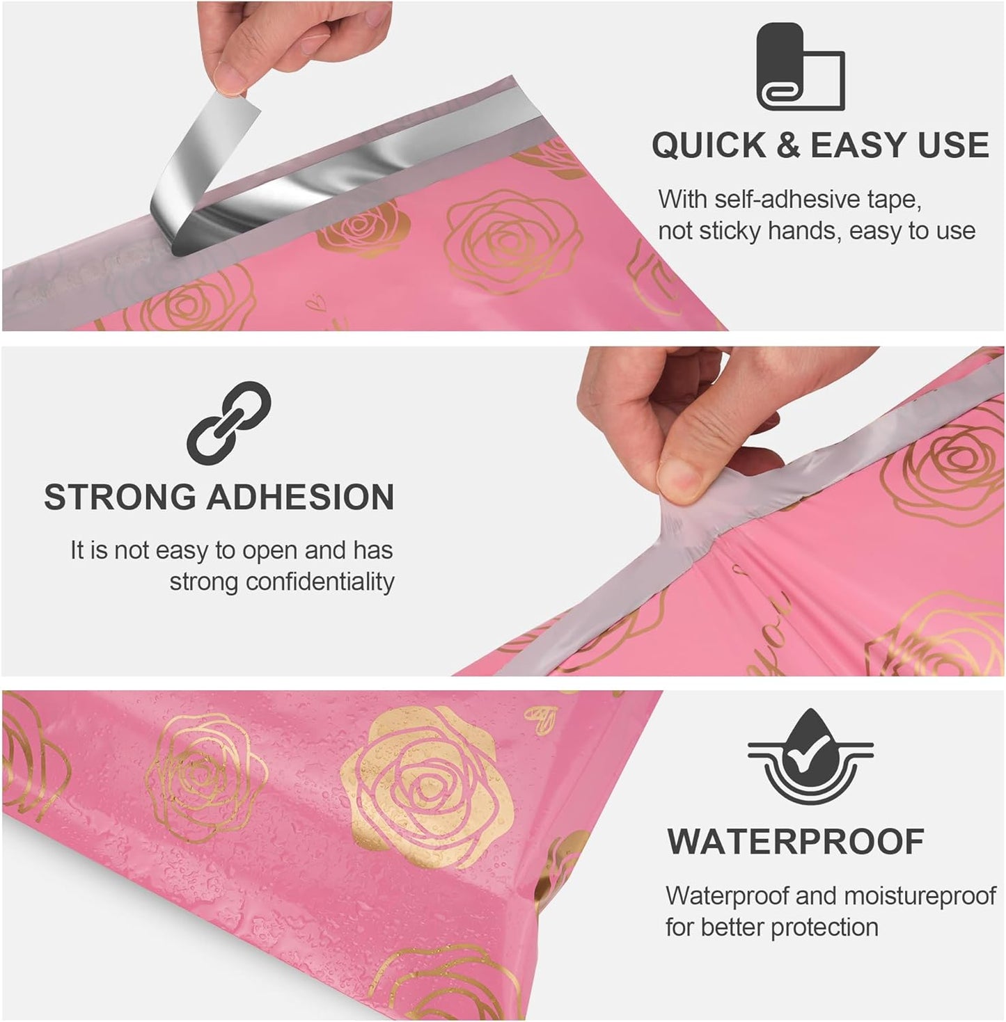 Pink Gold Rose Poly Mailers