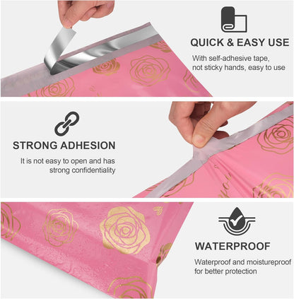 Pink Gold Rose Poly Mailers