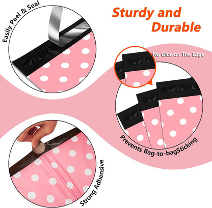 Pink Dots Poly Mailers