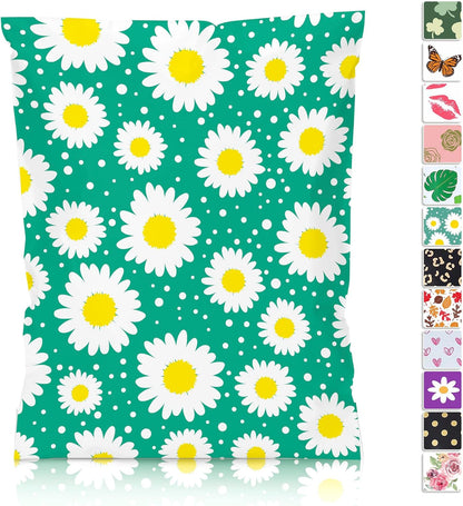 Green Daisy Poly Mailers