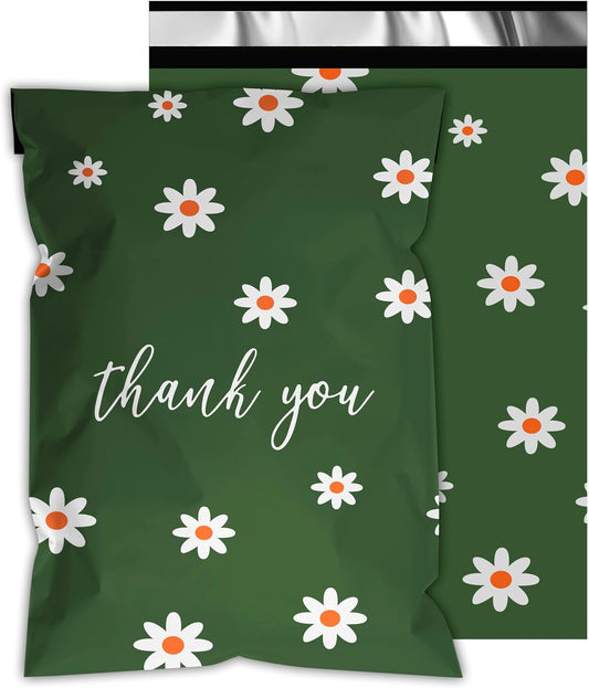 Deep Green Chrysanthemum Poly Mailers