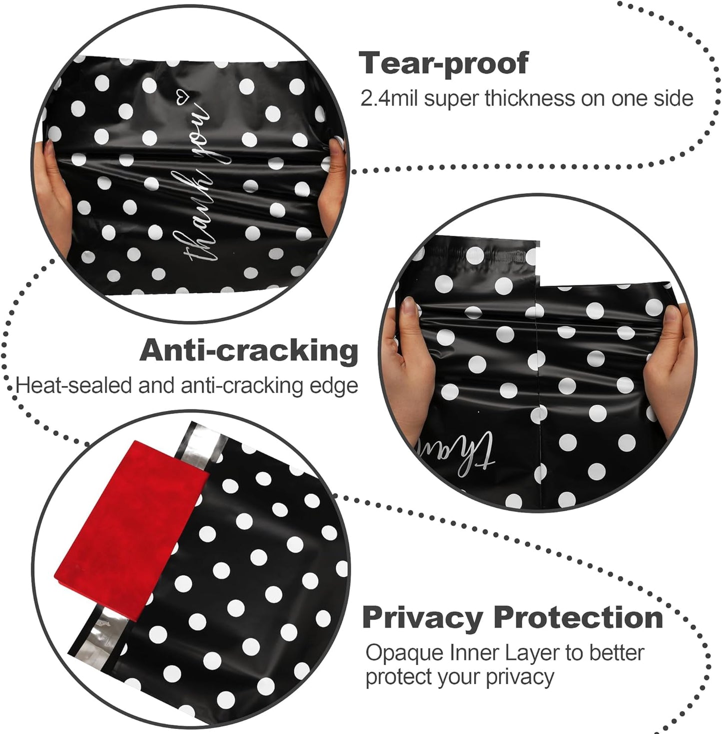 White Polka Dots Poly Mailers