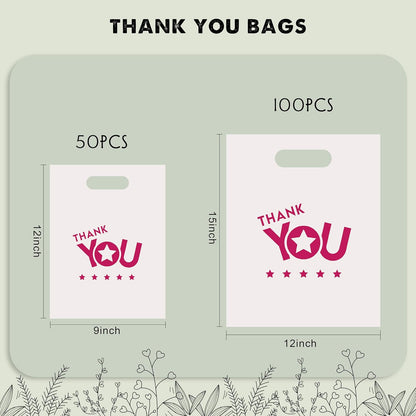 Vapulcio Thank You Shopping Bags (9x12 Inch 50pcs)