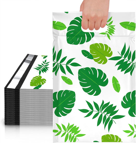 Tropical Leaves Poly Mailers with Handle