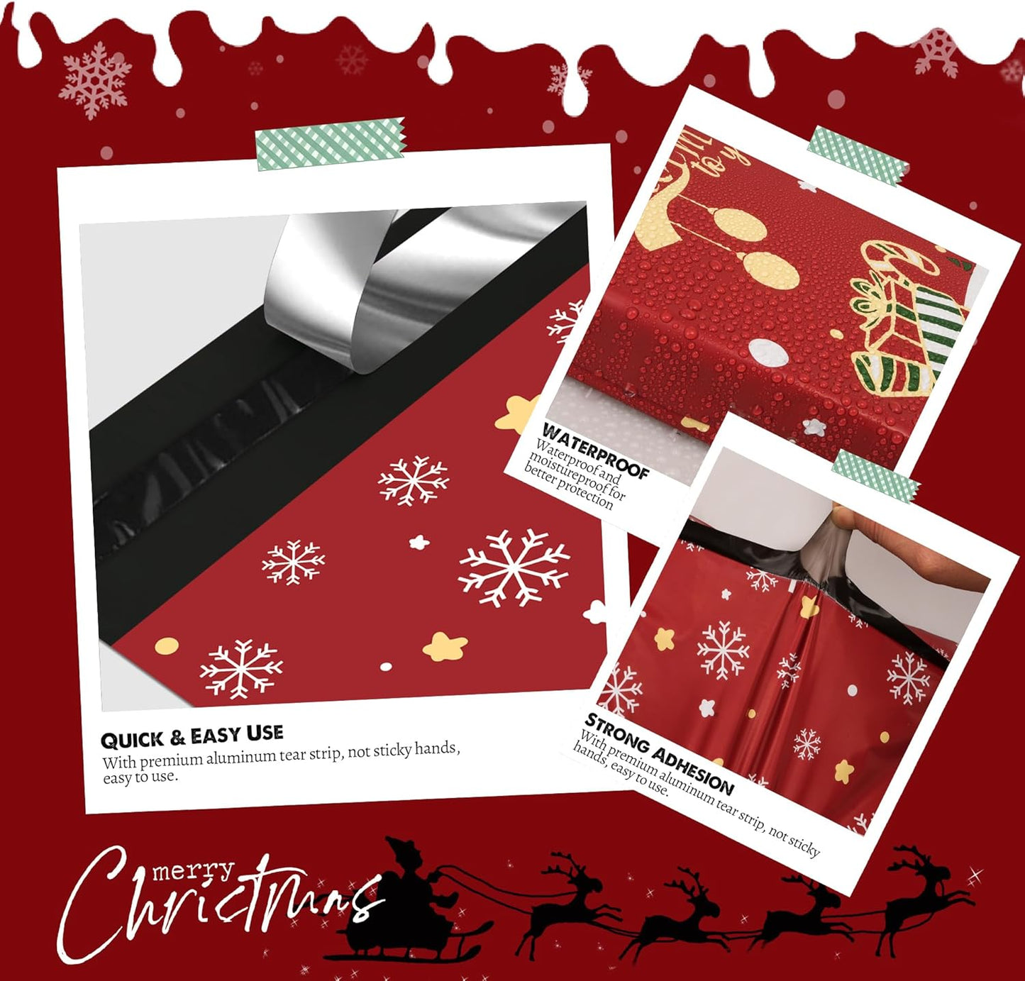 Red Merry Christmas Poly Mailers