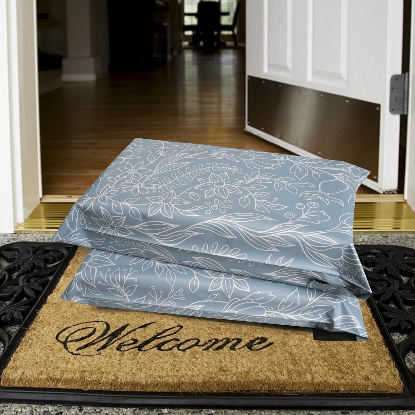 Silver Flower Poly Mailers