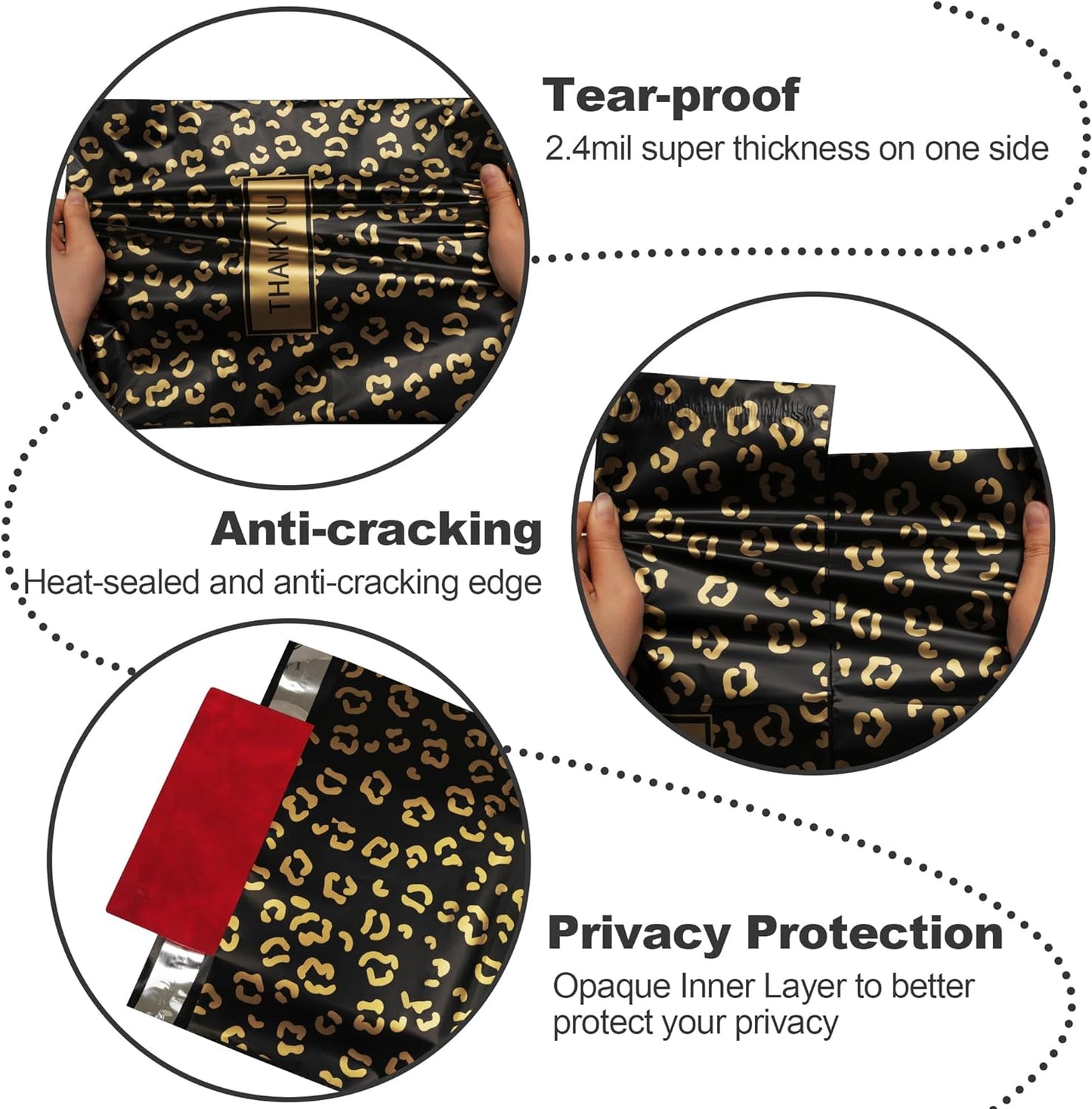 Gold Leopard Poly Mailers