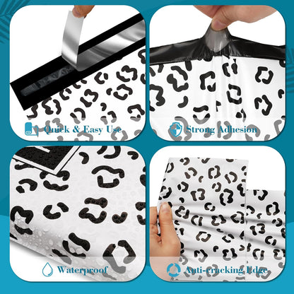 Black Leopard Poly Mailers with Handle