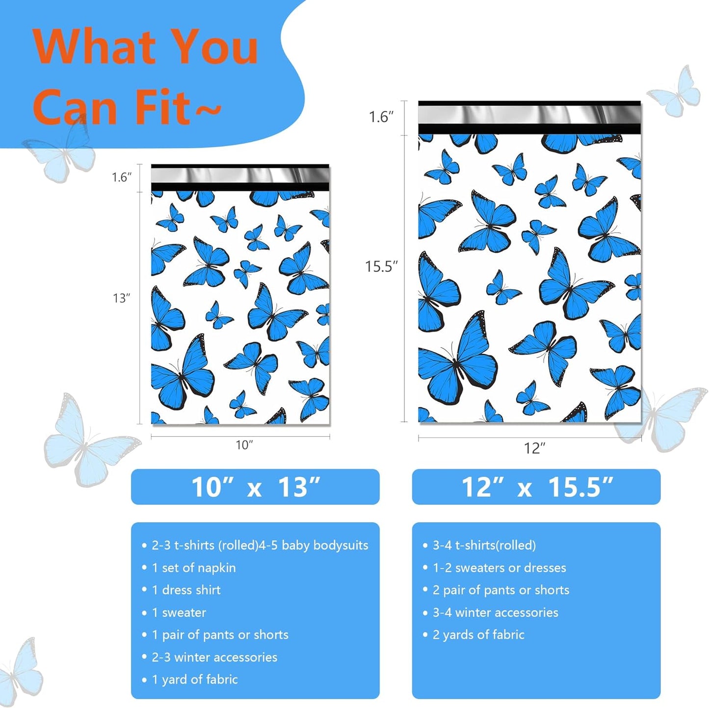 Blue Butterfly Poly Mailers