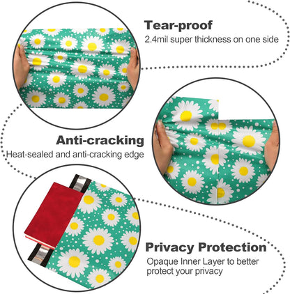 Green Daisy Poly Mailers