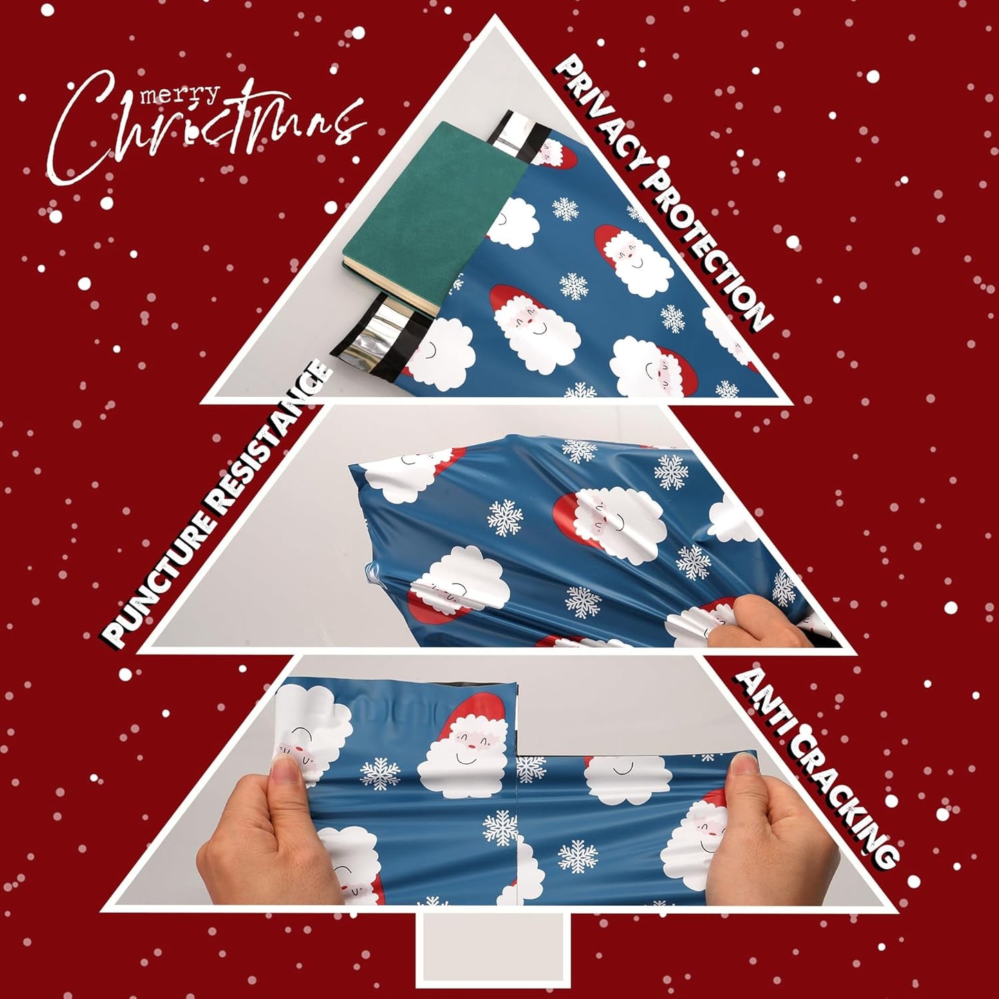 Santa Claus and Snowflakes Poly Mailers