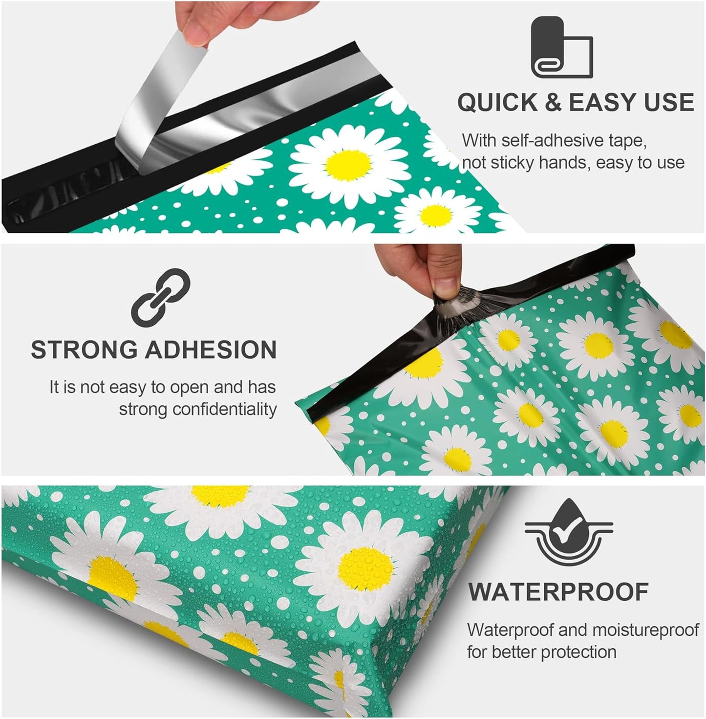 Green Daisy Poly Mailers