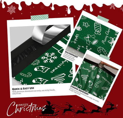 Green Merry Christmas Poly Mailers