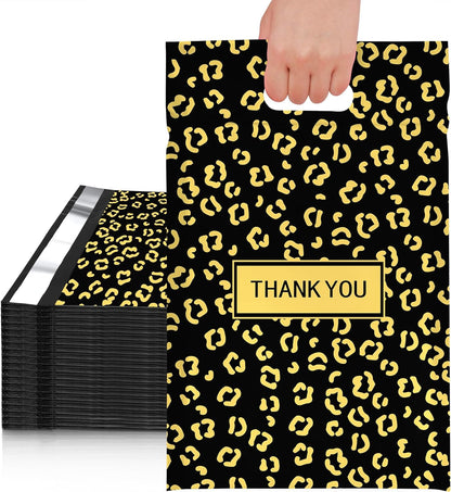 Gold Leopard Poly Mailers with Handle