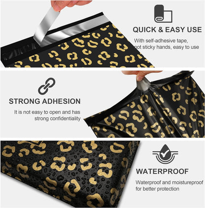 Gold Leopard Poly Mailers