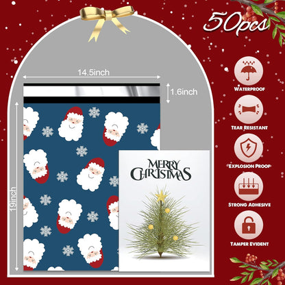 Santa Claus and Snowflakes Poly Mailers