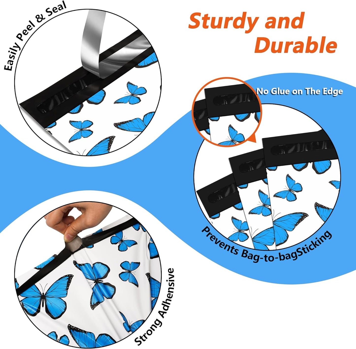 Blue Butterfly Poly Mailers