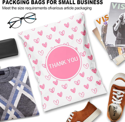 Pink Heart Poly Mailers