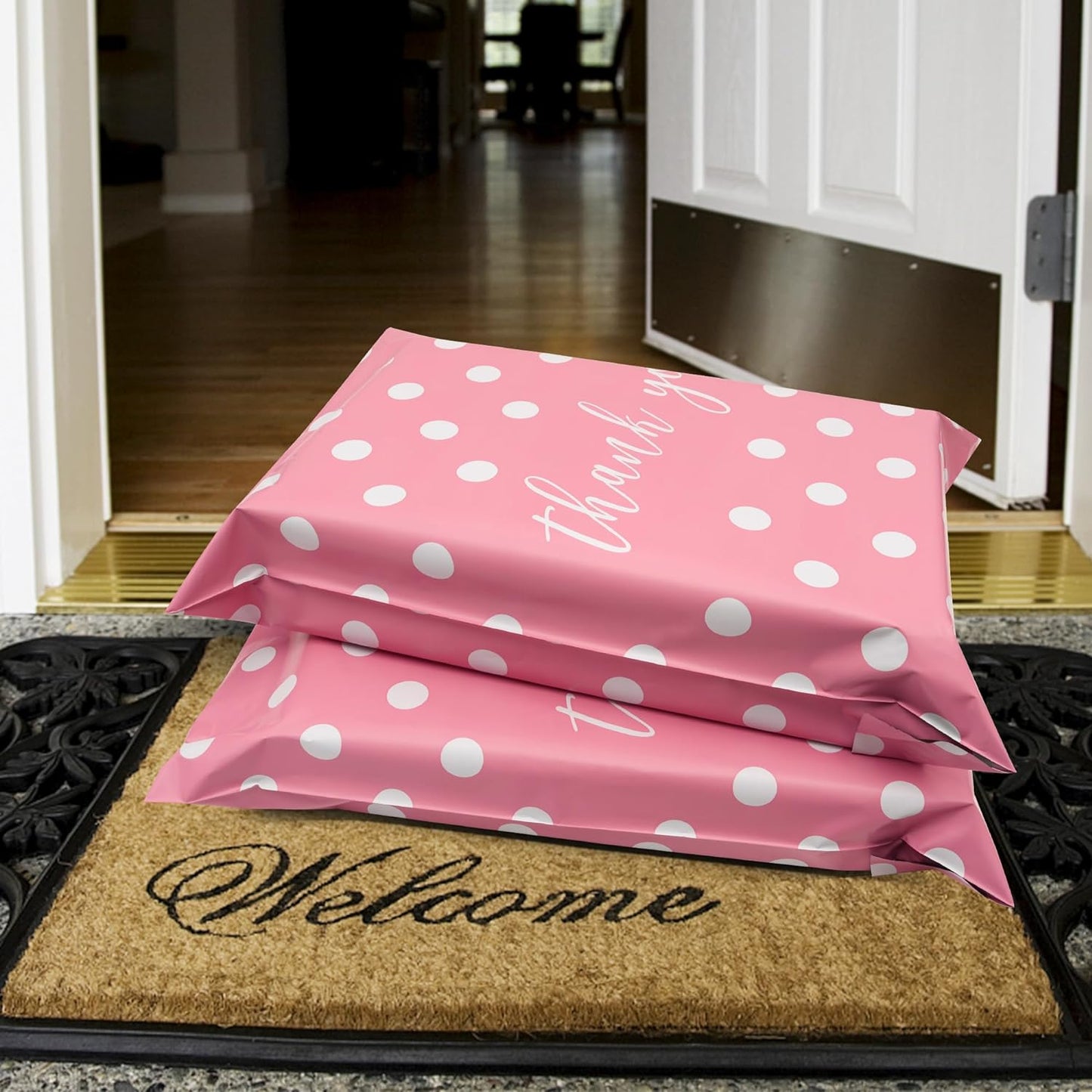 Pink Dots Poly Mailers