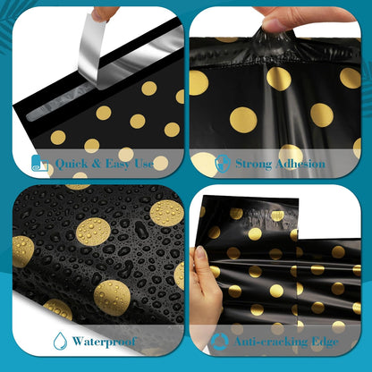 Gold Polka Dot Poly Mailers with Handle