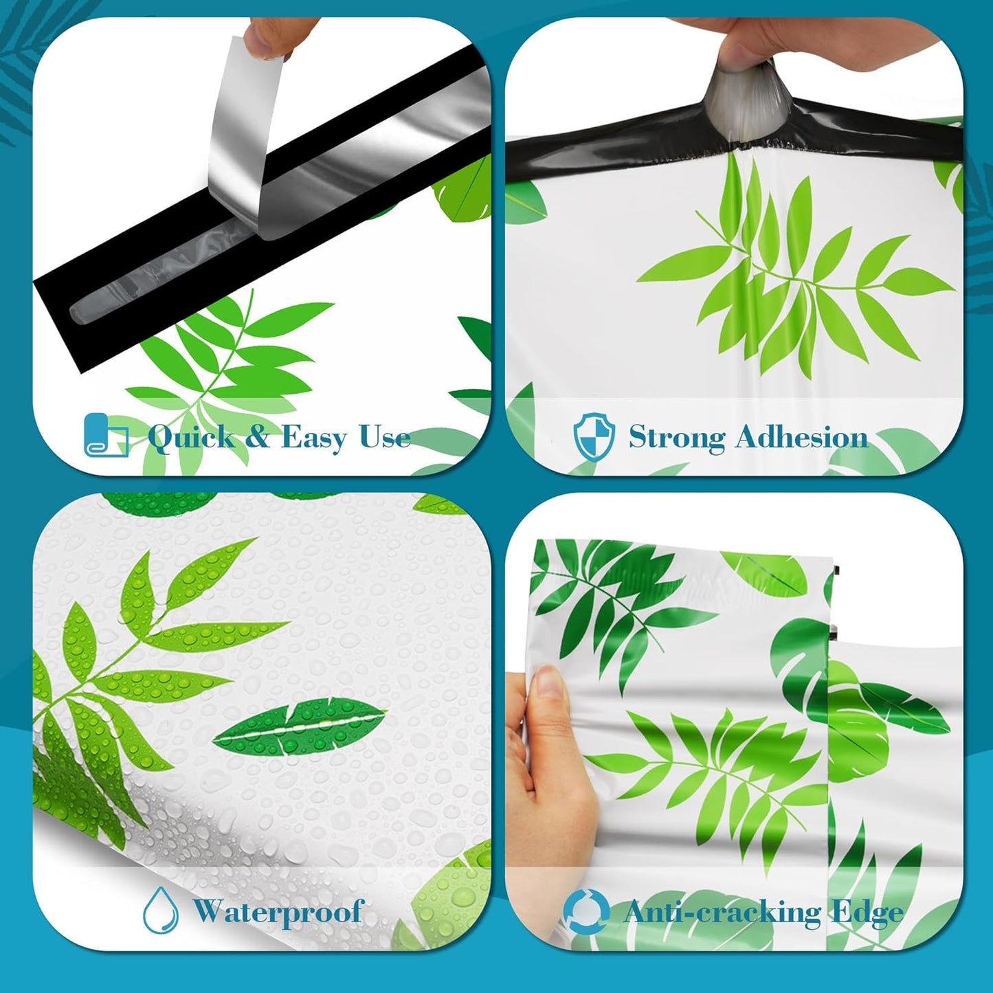 Tropical Leaves Poly Mailers with Handle