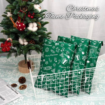 Green Merry Christmas Poly Mailers